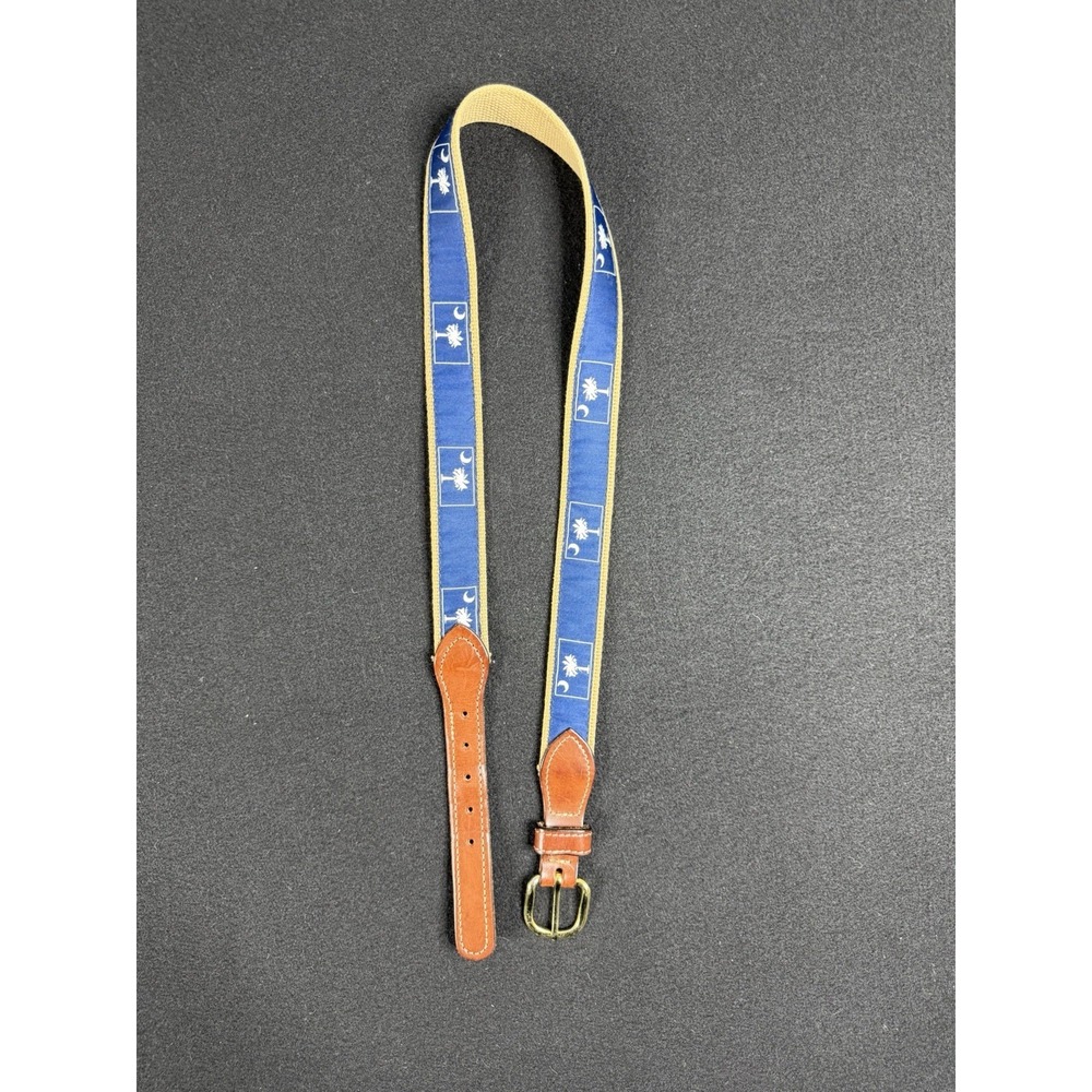 South Carolina Flag State Logo Palmetto Tree Crescent Menโs Belt 34 Brass Canvas